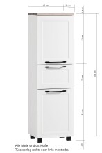 Midischrank >Lyon< in weiß, Wotaneiche, MDF - 40x130x35cm (BxHxT)