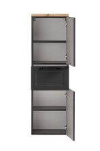 Midischrank >Lyon< in grau, Wotaneiche, MDF - 40x130x35cm (BxHxT)