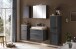 Midischrank >Lyon< in grau, Wotaneiche, MDF - 40x130x35cm (BxHxT)