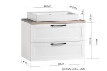 Waschtisch >Lyon< in weiß, MDF - 80x63x47cm (BxHxT)