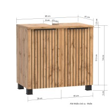 Waschbeckenunterschrank >Nizza< in Wotaneiche-Dekor - 60x54x35cm (BxHxT)