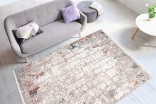 Teppich >Akropolis< in Grau / Lachsrosa, 100% Polyester - 180x120cm (LxB)