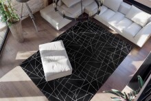 Teppich >Bijou< in Schwarz / Silber, 100% Polyester - 150x80cm (LxB)
