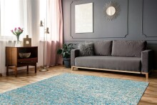 Teppich >Finish< in Türkis / Gold, 100% Leder - 150x80cm (LxB)
