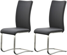 Esszimmerstuhl >Muvo II< (2er Set) in grau aus Echtleder - 43x103x52cm (BxHxT)