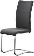 Esszimmerstuhl >Muvo II< (2er Set) in grau aus Echtleder - 43x103x52cm (BxHxT)