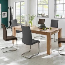 Esszimmerstuhl >Muvo II< (2er Set) in grau aus Echtleder - 43x103x52cm (BxHxT)