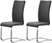 Esszimmerstuhl >Muvo II< (2er Set) in grau aus Echtleder - 43x103x52cm (BxHxT)