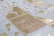 Teppich >Lavish< in Elfenbein / Gold, 100% Leder - 150x80cm (LxB)
