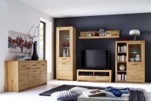 Wohnwand >Fenja< (4-teilig) in Kernbuche massiv - 309x203x46 (BxHxT)