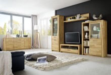 Wohnwand >Fenja< (3-teilig) in Kernbuche massiv - 243x175x46 (BxHxT)