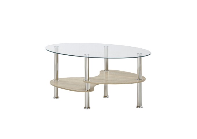 Couchtisch >PANTY< Sicherheitsglas, Ablage Artisan oder Sonoma Eiche - 42x90x55 (BxHxT)