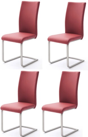 Esszimmerstuhl >Miafle II< (4er Set) in Bordeaux aus Metall - 42x102x58 (BxHxT)