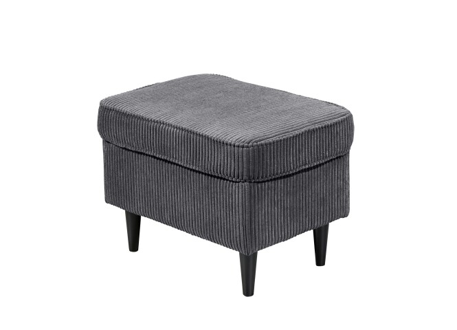 Fußhocker >OSKAR< in ash, Stoffbezug, weich, 100% Polyester - 63x43x42cm (BxHxT)
