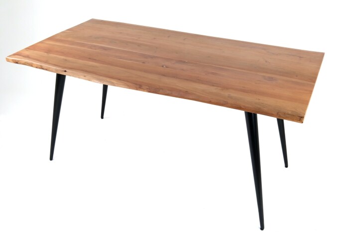 Esstisch >9204-140< Gestell Metall schwarz, Platte Massivholz Akazie - 140x90x78cm (LxBxH)