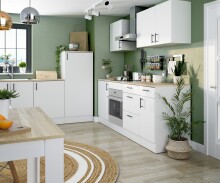 Hängeschrank >KIRA< in Weiß glänzend/Mattweiß - 80x59x34 (BxHxT)