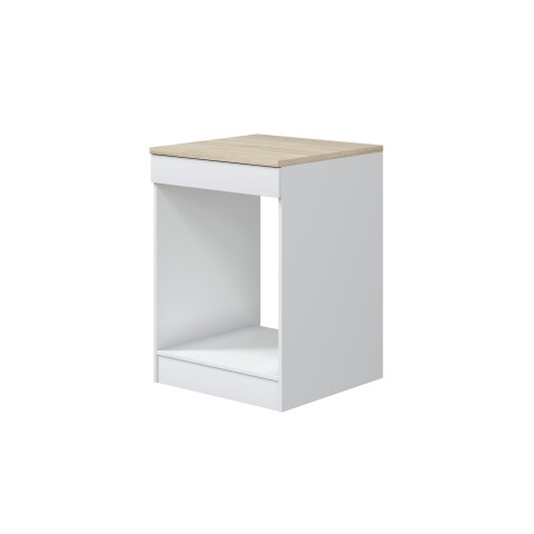 Herdumbauschrank >KIRA< in Weiß glänzend/Mattweiß - 60x90x60 (BxHxT)