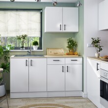 Herdumbauschrank >KIRA< in Weiß glänzend/Mattweiß - 60x90x60 (BxHxT)