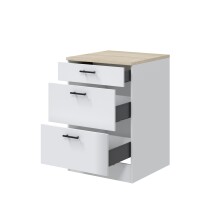 Unterschrank >KIRA< in Weiß glänzend/Mattweiß - 60x90x60 (BxHxT)