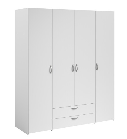 Kleiderschrank >Daily 1< 2 Schubladen, 4 Türen, in Weiss - 160x185x51cm (BxHxT)