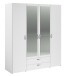 Drehtürenschrank >Daily 3< 4 Türen, 2x Spiegel, 2 Schübe, in Weiss - 160x185x51cm (BxHxT)