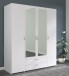 Drehtürenschrank >Daily 3< 4 Türen, 2x Spiegel, 2 Schübe, in Weiss - 160x185x51cm (BxHxT)