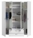 Drehtürenschrank >Daily 3< 4 Türen, 2x Spiegel, 2 Schübe, in Weiss - 160x185x51cm (BxHxT)