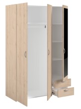 Drehtürenschrank >Daily 14< 3 Türen, 1 Spiegel, 2 Schübe, in Eiche Dekor - 120x185x51cm (BxHxT)