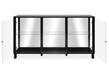 Sideboard >Albi< Vitrinen-Sideboard in Schwarz / Glas / Spiegel - 160x85x37,5cm (BxHxT)