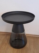 Beistelltisch >1158< in Schwarz, Metall, Glas -...