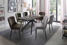 Esszimmerstuhl >ABOSHI< (4er Set) Taschenfederkern, Bezug Grau - 46x85x58 (BxHxT)