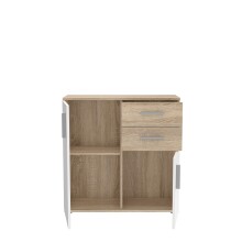 Kommode >IKOLI< 2 Türen, 2 Schübe, Sonoma Eiche Dekor / Weiss - 79,9x81,7x31,4cm BxHxT