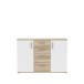 Sideboard >IKOLI< 2 Türen, 4 Schübe, Sonoma Eiche / Weiss - 119,6x81,7x31,4cm (BxHxT)