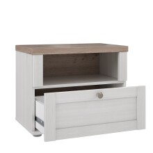 Nachtkonsole >ILOPPA< 1 Fach, 1 Schub, Schnee Eiche / Nelson Eiche - 55,4x45x34,4cm (BxHxT)