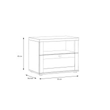 Nachtkonsole >ILOPPA< 1 Fach, 1 Schub, Schnee Eiche / Nelson Eiche - 55,4x45x34,4cm (BxHxT)