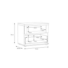 Nachtkonsole >ILOPPA< 1 Fach, 1 Schub, Schnee Eiche / Nelson Eiche - 55,4x45x34,4cm (BxHxT)