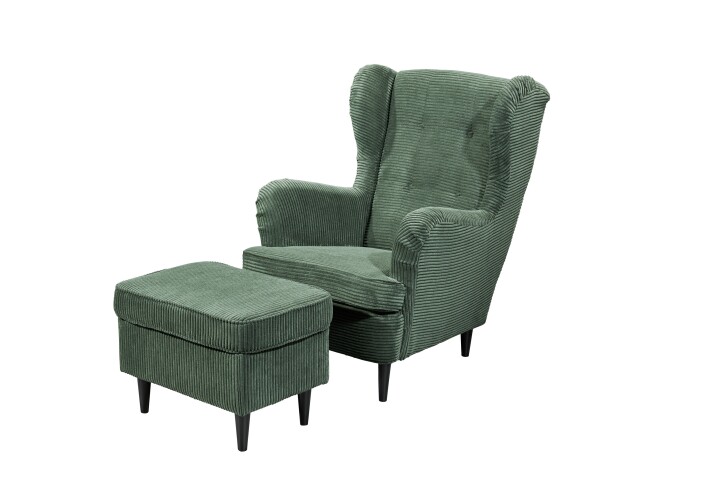 Ohrensessel >OSKAR< (Sessel und Hocker) in winter moss - 78x102x98 (BxHxT)