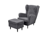 Ohrensessel >OSKAR< (Sessel und Hocker) in ash -...