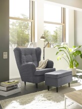 Ohrensessel >OSKAR< (Sessel und Hocker) in ash -...