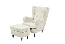 Ohrensessel >OSKAR< (Sessel und Hocker) in Cream -...