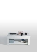 Couchtisch >Duro< aufklappbar 76,3cm, weiss glänzend - 110x45,2/67,3x65cm (B/H/T)