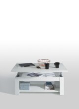 Couchtisch >Duro< aufklappbar 76,3cm, weiss glänzend - 110x45,2/67,3x65cm (B/H/T)