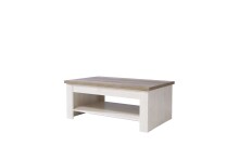 Couchtisch >Duro< aufklappbar 76,3cm, Pinie weiss / Eiche - 110x45,2/67,3x65cm (B/H/T)