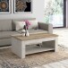 Couchtisch >Duro< aufklappbar 76,3cm, Pinie weiss / Eiche - 110x45,2/67,3x65cm (B/H/T)
