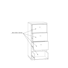 Kommode >TEMPRA2< 4 Schubladen, in Artisan Eiche  - 38,6x85,5x34,8cm (BxHxT)