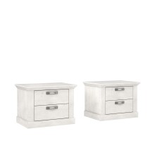 Nachttisch >KASHMIR< (2er-Set) in Pinie Weiss - 67,2x48,9x45,1cm (BxHxT)