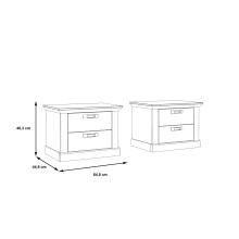 Nachttisch >KASHMIR< (2er-Set) in Pinie Weiss - 67,2x48,9x45,1cm (BxHxT)