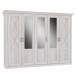 Drehtürenschrank >KASHMIR< 5 Türen, 6 Böden, Spiegel, in Pinie Weiss - 268,3x204,9x65cm (BxHxT)