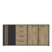 Sideboard >CARDIGAN< 3 Türen, 4 Schübe, Artisan Eiche / schwarz - 179,4x82,3x34,3cm (BxHxT)