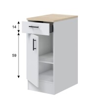 Küchenblock >KIRA< (Küchenmodule für Küchenblock KIRA-Set #2 (Elektrogeräte oder Spülbecken nicht inbegriffen)) in Weiß glänzend/Mattweiß
